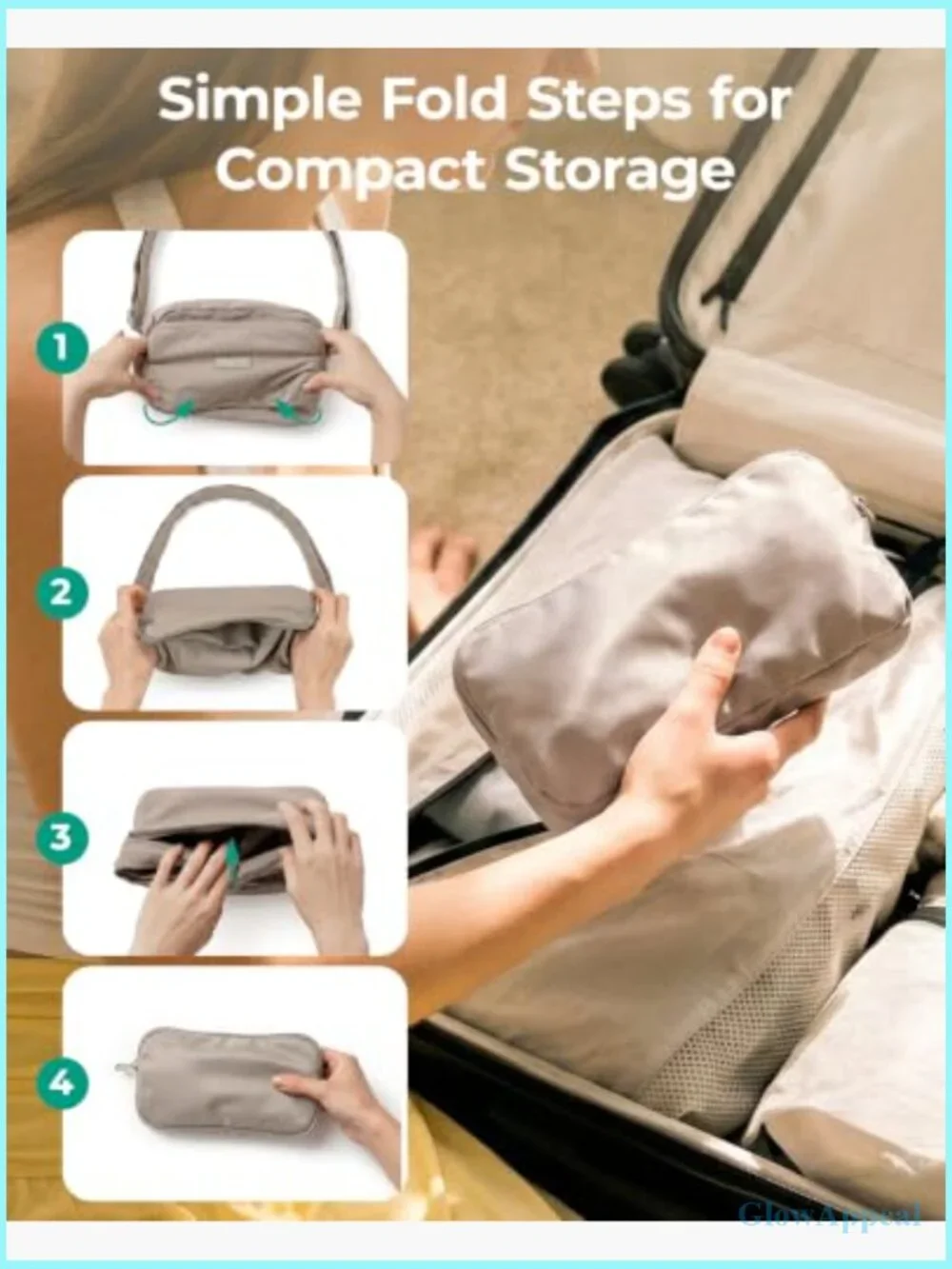 Foldable Crossbody Bag, Small Travel Purse, Water-Resistant Sling